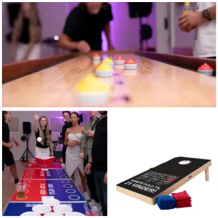 DEN ALTID SJOVE - EVENTLAGERET AKTIVITETSPAKKE MED SHUFFLEBOARD BEER PONG OG CORNHOLE